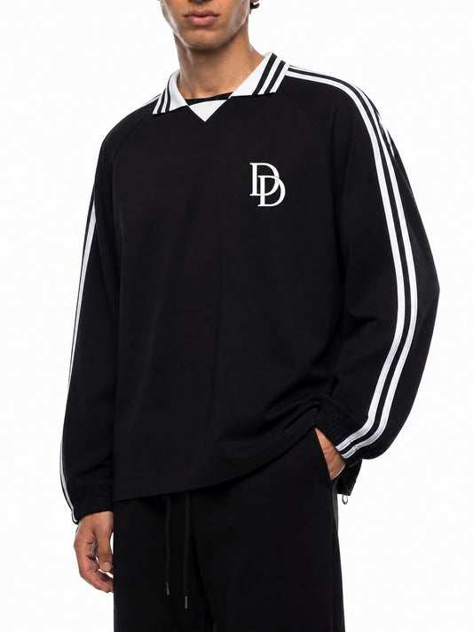 D'ici et D'ailleurs Striped Lapel Sweatshirt