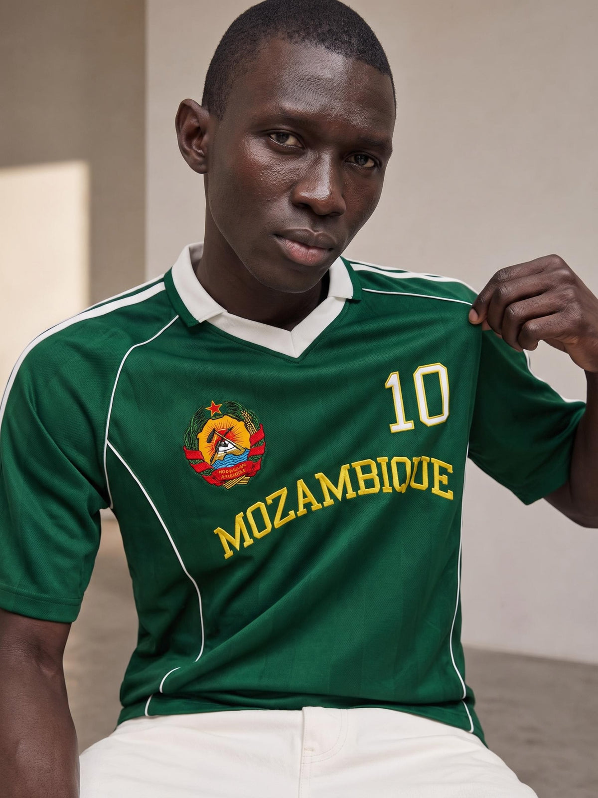 Mozambique AFCON 2027 Shadow Stripe Soccer Jersey