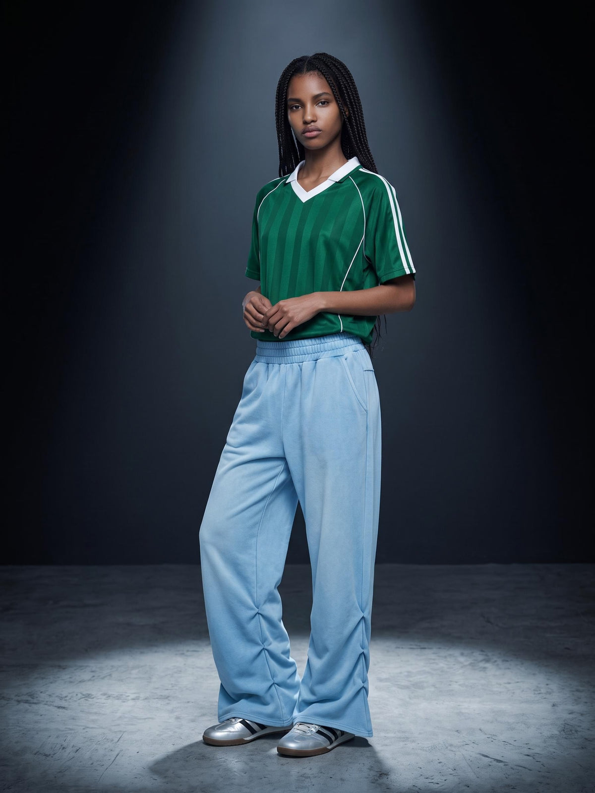Women's Vintage Wash Ruched Wide-Leg Sweatpants