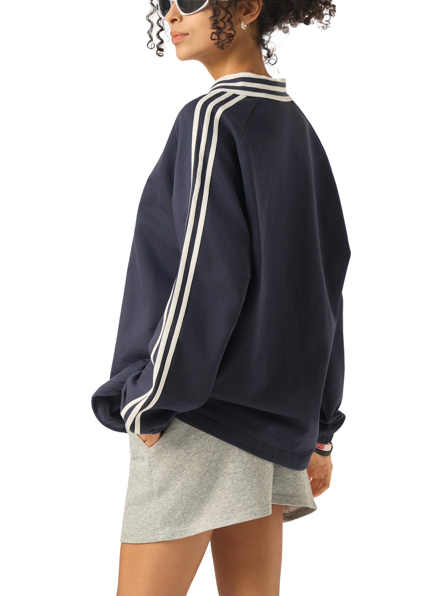 Kigali City Rwanda Sweatshirt – Contrast Striped Lapel Collar | Unisex Loose Fit