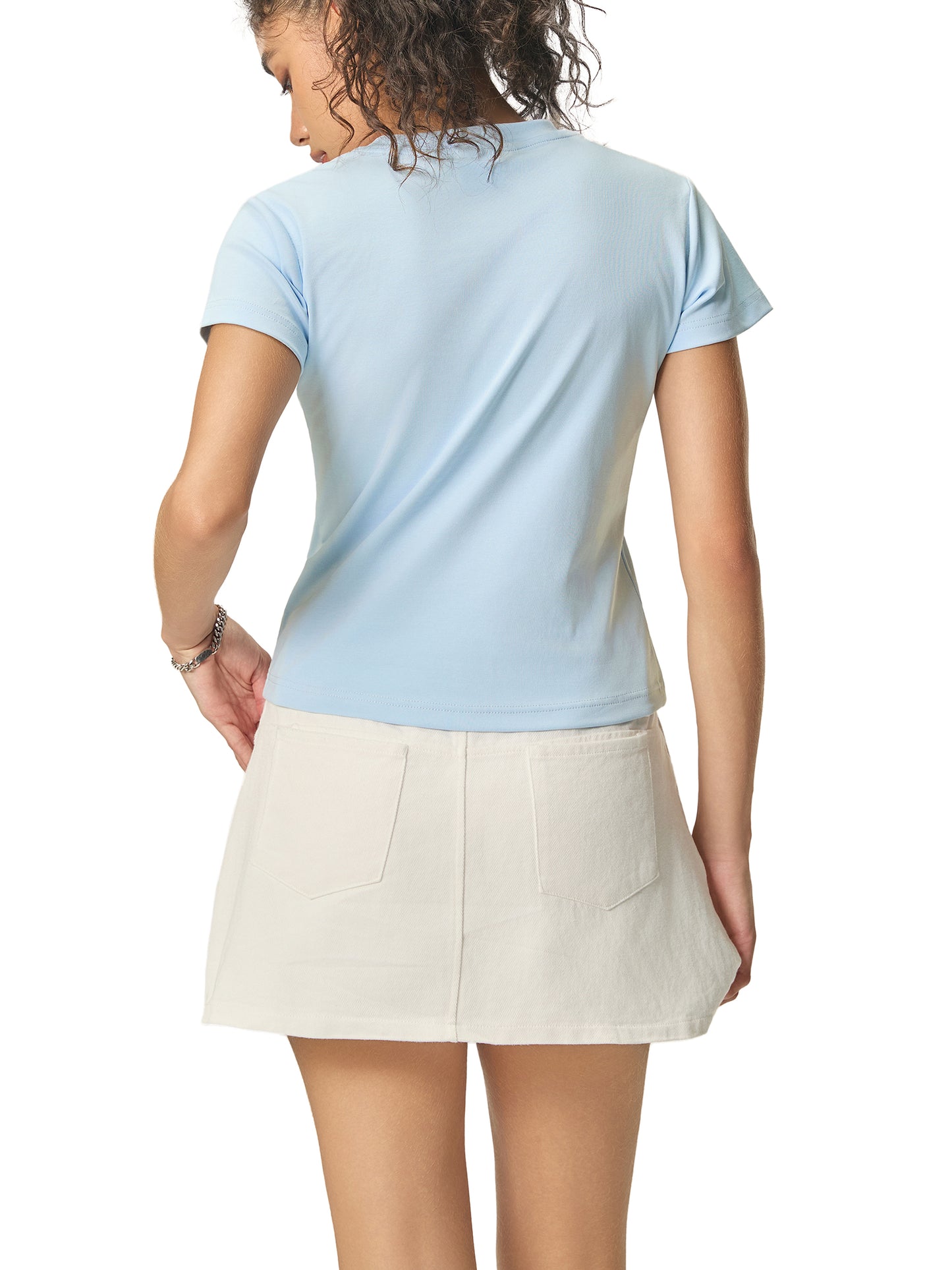 Stromae Women's Bodycon Crewneck T-Shirt by ODMPOD, featuring a fitted design and crewneck style in soft fabric.