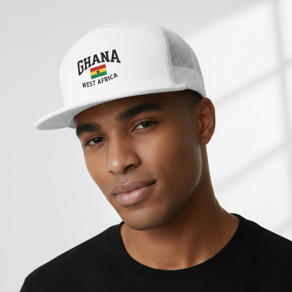 Ghana Flag Embroidered Trucker Hat