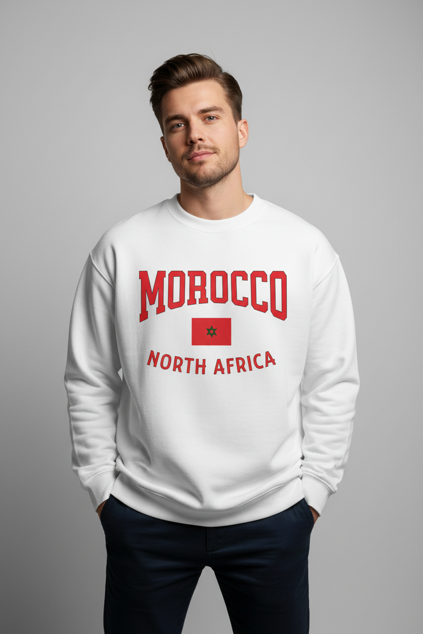 Morocco White Sweatshirt Model Mockup