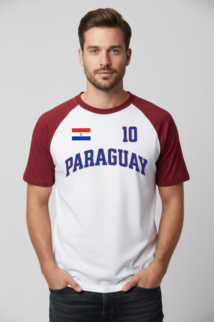 Paraguay Raglan Fan T-Shirt Male Mockup