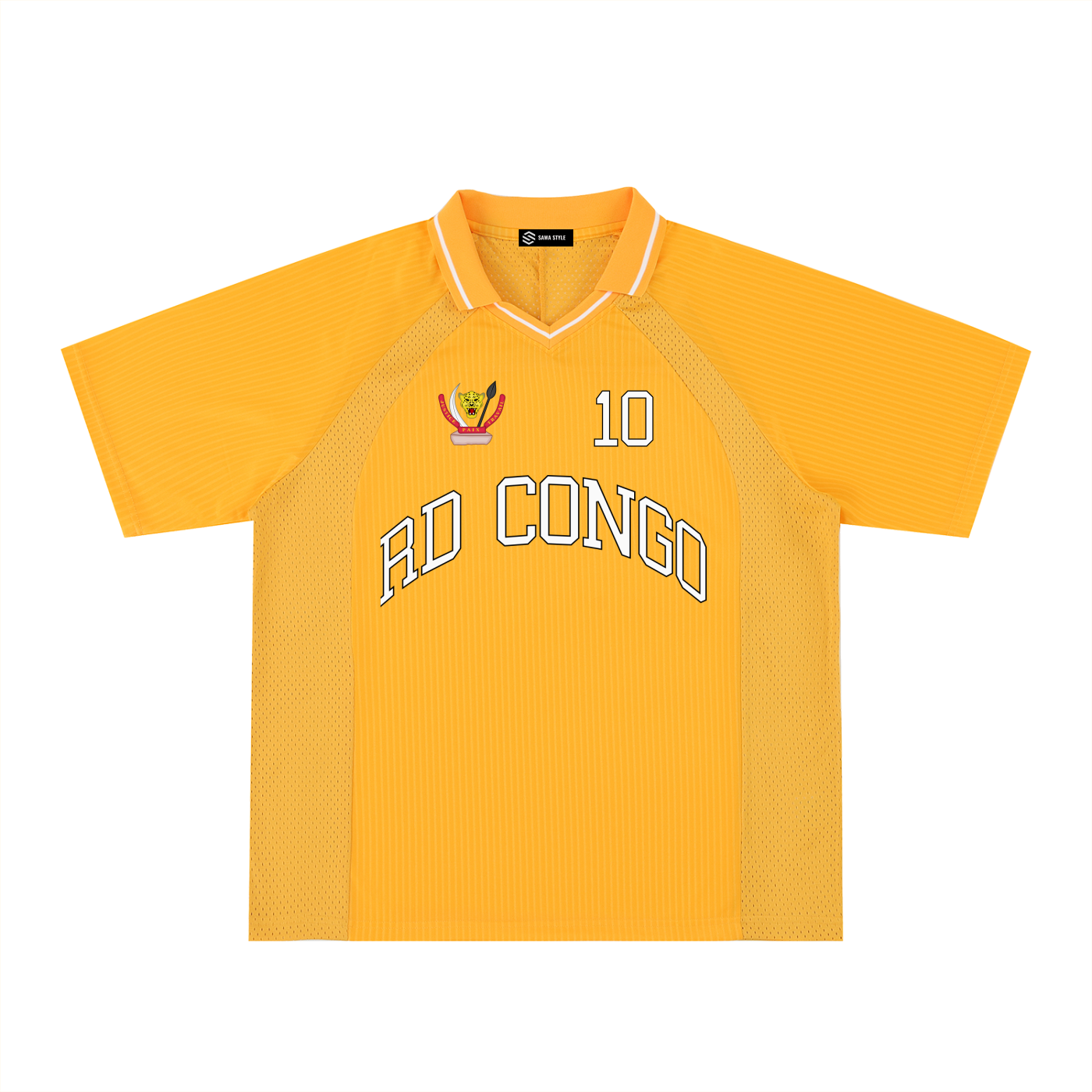 RD Congo Football Fan V-Neck Shirt Personalized Soccer Jersey (100% Polyester) - Yellow / M